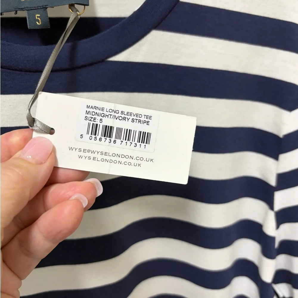 Wyse Navy and White Striped Long Sleeve Shirt - Picture 3 of 5